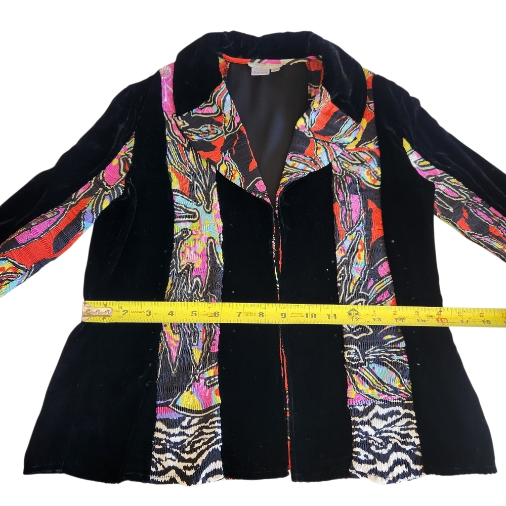 Alberto Makali Crop Velvet and Plise Cardigan Jacket Art to Wear Size M - Picture 12 of 14